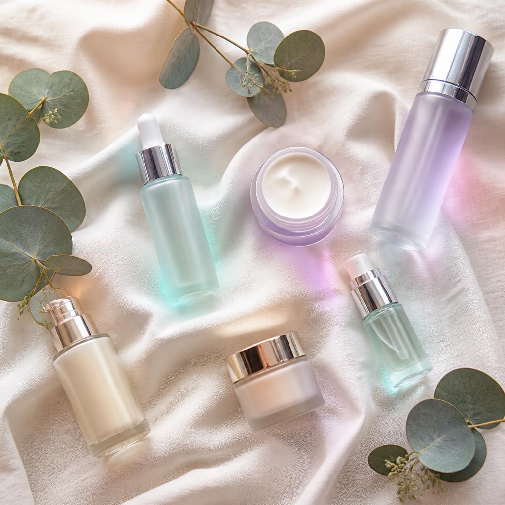 Luxury skincare and beauty products styled for ecommerce